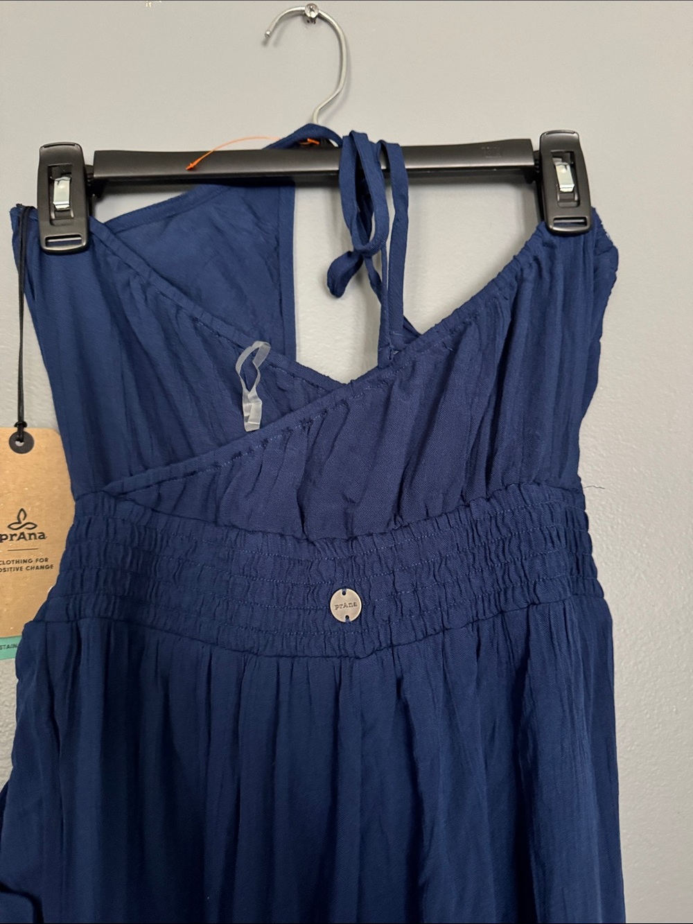 Prana Navy Strapless Smocked Jumpsuit - Picture 9 of 10
